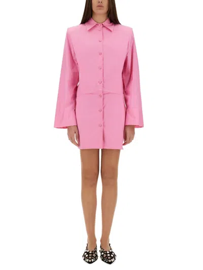 Attico Margot Mini Shirtdress In Pink