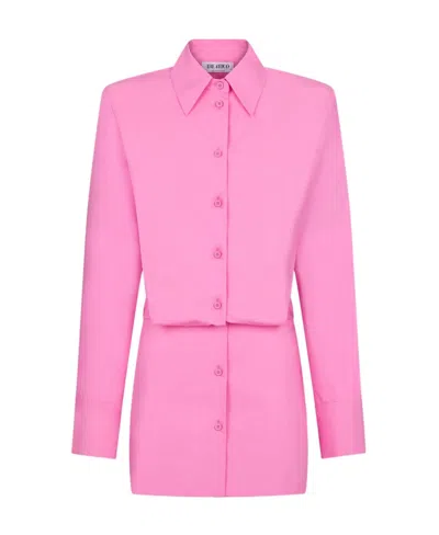 Attico Margot Mini Shirtdress In Pink