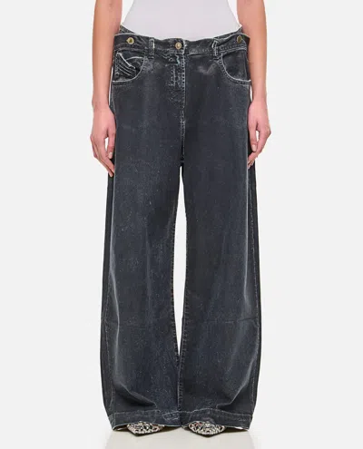 Attico Logo Embroidered Baggy Jeans In Navy Blue