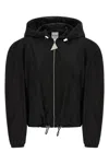 Attico Oversized Black Hooded Bomber Jacket In Black