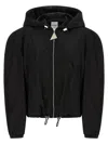 Attico Oversized Black Hooded Bomber Jacket In Black
