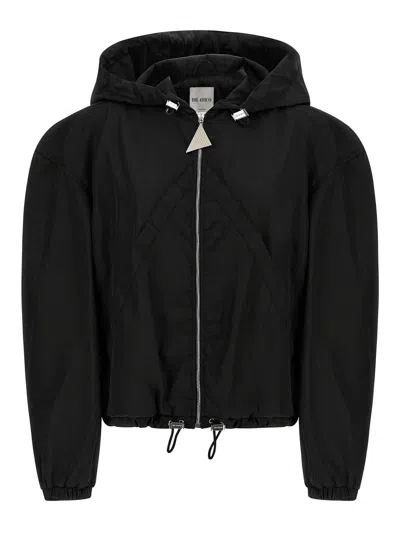 Attico Oversized Black Hooded Bomber Jacket