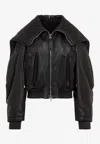 Attico Nappa Bomber Jacket With Oversized Hood In Black