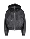 Attico Maxi Hooded Bomber Jacket In Black  