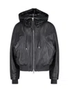 Attico Maxi Hooded Bomber Jacket In Black
