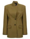 Attico Maxi Shoulder Strap Blazer Blazers Green In Green
