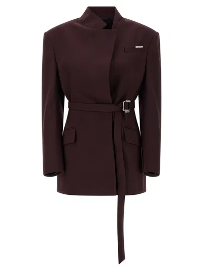 Attico Maxi Shoulder Strap Blazer Blazers Purple In Burgundy