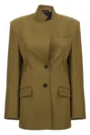 Attico Green Jacket With Asymmetric Closure On The Front In Green
