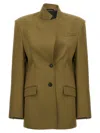 Attico Green Jacket With Asymmetric Closure On The Front In Brown