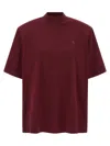 Attico Crewneck Mock Neck Logo Embroidered Top In Burgundy