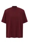 Attico Crewneck Mock Neck Logo Embroidered Top In Burgundy
