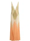Attico Long Sand-colored Tulle Dress In Neutrals