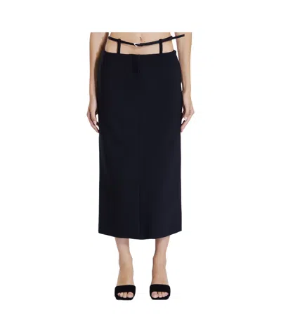 ATTICO THE ATTICO BELTED STRETCH MIDI SKIRT