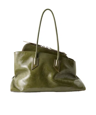 Attico Medium Asymmetric Shoulder Bag In Green