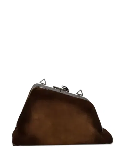 Attico Medium Day Off Suede Shoulder Bag In Brown