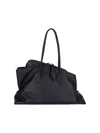 Attico La Passeggiata Medium Leather Shoulder Bag In Black