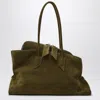 Attico Olive Green Suede Medium La Passeggiata Shoulder Bag In Green