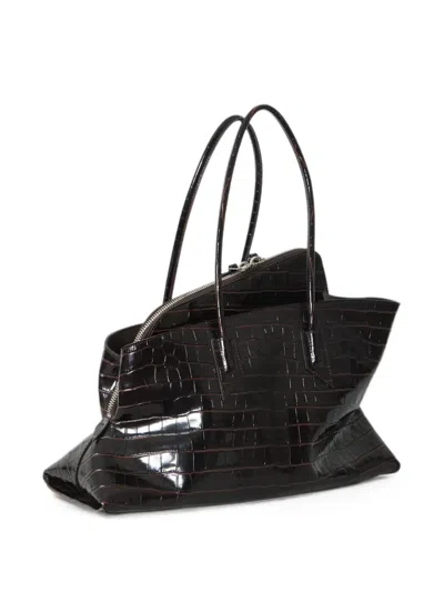 Attico Medium La Passeggiata Crocodile-effect Leather Tote Bag In Brown