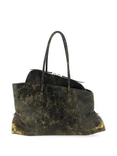 Attico Medium La Passeggiata Embossed-logo Shoulder Bag In Green