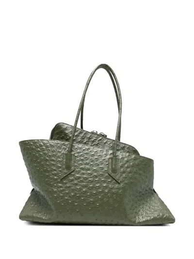 Attico Medium La Passeggiata Leather Tote Bag In Green