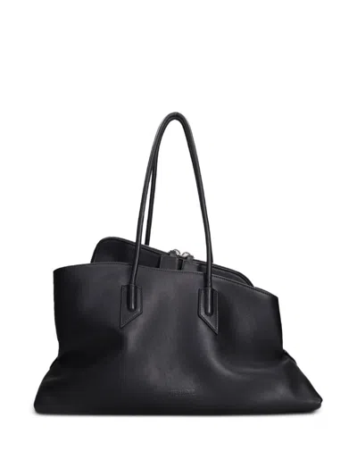 Attico La Passeggiata Medium Brown Shoulder Bag With Two Top Handles And Top Zip Closure In Suede Woman