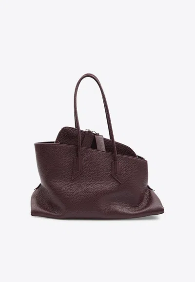 Attico Medium La Passeggiata Shoulder Bag In Grained Leather In Red