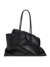 Attico La Passeggiata Medium Leather Shoulder Bag In Negro