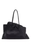 Attico Leather Handle Tote Bag La Passeggiata Medium In Black In Black