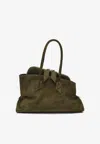 Attico Medium La Passeggiata Suede Shoulder Bag In Brown