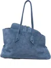 Attico Medium La Passeggiata Suede Tote Bag In Blue