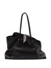 Attico Leather Handle Tote Bag La Passeggiata Medium In Black In Black