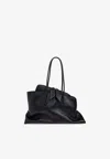 Attico La Passeggiata Medium Leather Shoulder Bag In Black