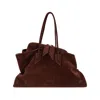 Attico Rectangular Suede Finish Double Handles Shoulder Bag In Brown