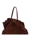 Attico Silver Suede Tote Bag In Marrón