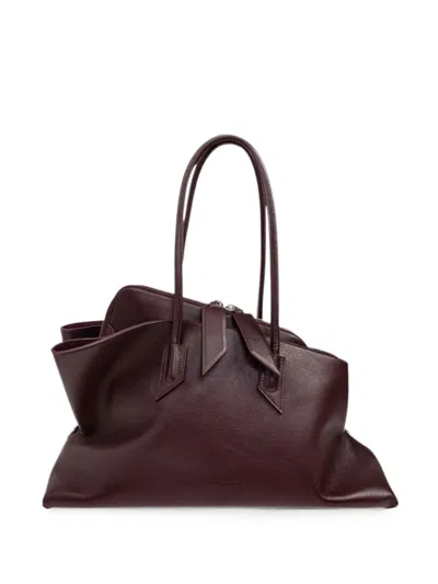 Attico La Passeggiata Medium Leather Tote Bag In Burgundy