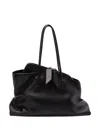 Attico Leather Handle Tote Bag La Passeggiata Medium In Black In Schwarz