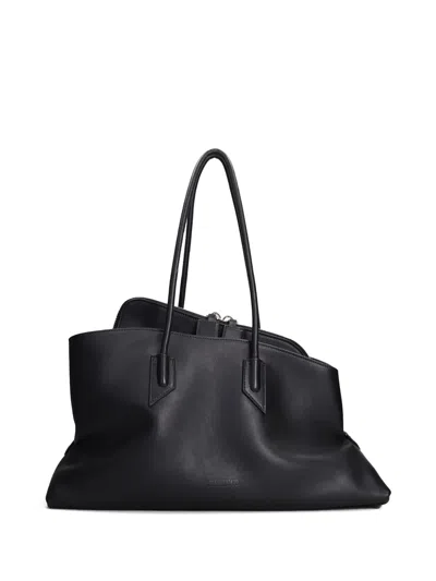 Attico Medium La Passeggiata Leather Shoulder Bag In Black