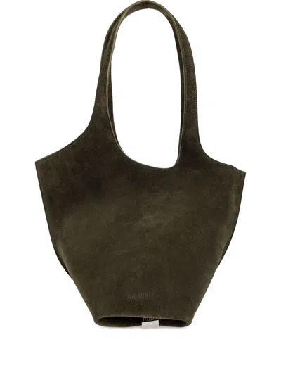 Attico Medium La Scoop Suede Top-handle Tote Bag In Green