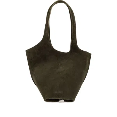 Attico Medium La Scoop Suede Top-handle Tote Bag In Green