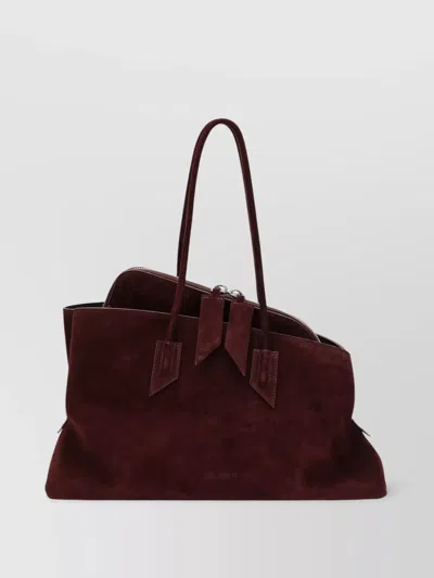Attico Medium Rectangular Suede Travel Bag In Red