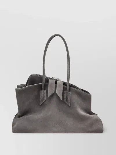 Attico Medium Shoulder Bag In Grey Suede