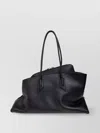 Attico Leather Handle Tote Bag La Passeggiata Medium In Black