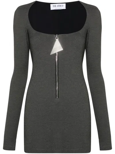 Attico Mélange-effect Mini Dress In Black