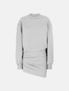 Attico Grey Crewneck Mini Dress With Logo Lettering On The Front And Tight Skirt In Light Grey Melange