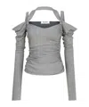 Attico Off-shoulder Draped Top In Gray