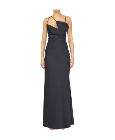 ATTICO THE ATTICO MELVA ASYMMETRIC NECKLINE MAXI DRESS