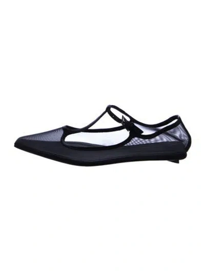 Pre-owned Attico Mesh Leather Trim Embellishment Flats In Black