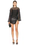 Attico Sequin Embellished Mesh Mini Dress In Black