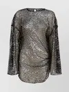 Attico Mesh Mini Dress Sequins Keyhole Back In Multi