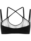 Attico Mesh-panel Criss-cross Bralette Top In Black